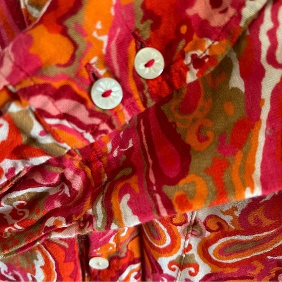 Vintage paisley Tommy Hilfiger button up blouse orange pink size small retro - Picture 10 of 11